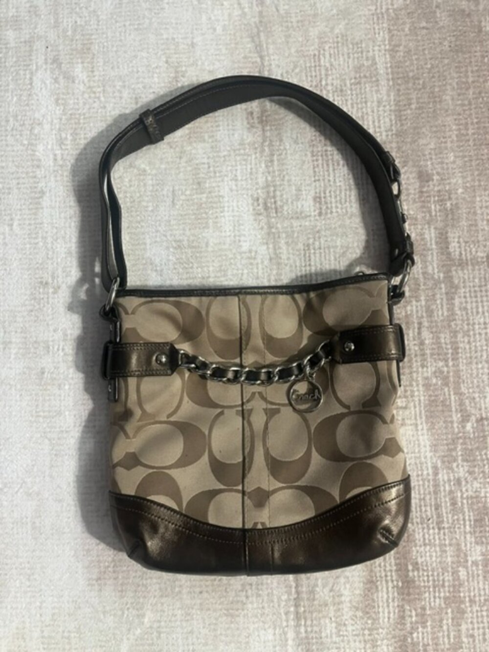 Coach Signature Jacquard Ashley  Chain Hobo / Shoulder Bag